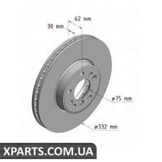 Тормозной диск 332x30  ZIMMERMANN 150129720 (аналог BMW 34116750713 для  BMW, MINI X5 E53)