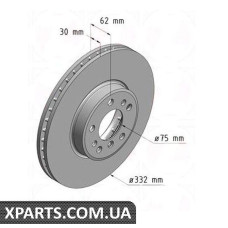 Тормозной диск 332x30  ZIMMERMANN 150129820 (аналог BMW 34116756045 для  BMW, MINI X5 E53 00-07)