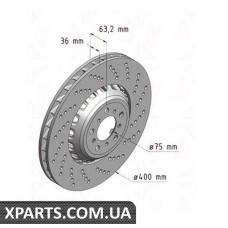 Тормозной диск 400x36  ZIMMERMANN 150290870 (аналог BMW 34112284102 для  BMW, MINI 5 F10F18 M5 11- PP)