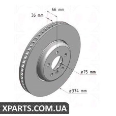 Тормозной диск 374x36  ZIMMERMANN 150291320 (аналог BMW 34116785676 для  BMW, MINI 7 F01F02 F03F04)