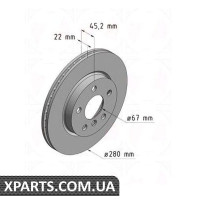Гальмівний диск 280x22 ZIMMERMANN 150292620 (аналог BMW 34116866295 для BMW, MINI COOPERONE)