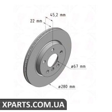 Тормозной диск 280x22  ZIMMERMANN 150292620 (аналог BMW 34116866295 для  BMW, MINI COOPERONE)