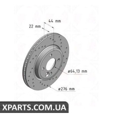 Тормозной диск 276x22  ZIMMERMANN 150340052 (аналог BMW 34111502891 для  BMW, MINI COOPERONE)