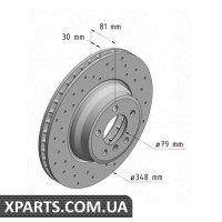 Диск гальмівний 348x30 ZIMMERMANN 150340852 (аналог BMW 34116750267 для BMW, MINI 7 E65/E66)