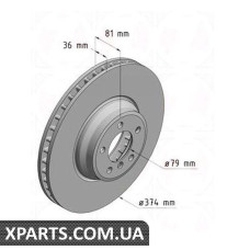 Тормозной диск 374x36  ZIMMERMANN 150340920 (аналог BMW 34116753091 для  BMW, MINI 7 E65/E66)