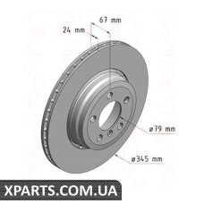 Тормозной диск 345x24  ZIMMERMANN 150341120 (аналог BMW 34211166129 для  BMW, MINI 7 E65/E66)