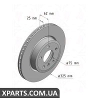 Гальмівний диск передній 325x25 ZIMMERMANN 150343120 (аналог BMW 34113400151 для BMW, MINI X3 E83 2.0-3.0 04-)