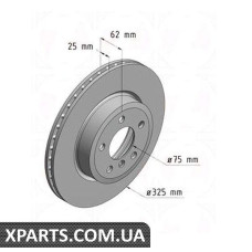 Тормозной диск передний 325x25  ZIMMERMANN 150343120 (аналог BMW 34113400151 для  BMW, MINI X3 E83 2.0-3.0 04-)