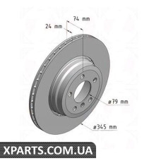 Тормозной диск 345x24  ZIMMERMANN 150343820 (аналог BMW 34216765889 для  BMW, MINI 7 E65/E66)