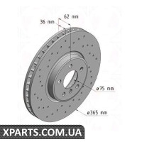Гальмівний диск передній 365x36 ZIMMERMANN 150344952 (аналог BMW 34116886481 для BMW, MINI X5 E70 4.8i)