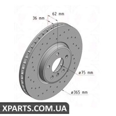 Гальмівний диск передній 365x36 ZIMMERMANN 150344952 (аналог BMW 34116886481 для BMW, MINI X5 E70 4.8i)