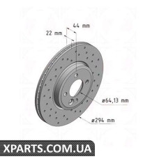 Тормозной диск 294x22 ZIMMERMANN 150345252 (аналог BMW 34116768933)