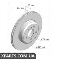 Гальмівний диск Coat Z 345x24 ZIMMERMANN 150348020 (аналог BMW 34216775289)