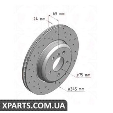 Гальмівний диск Sport 345x24 ZIMMERMANN 150348052 (аналог BMW 34216775289)