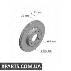 Гальмівний диск 236x20 ZIMMERMANN 185395220 (аналог CHEVROLET 96471274 для GM KALOS)