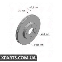 Гальмівний диск 256x24 ZIMMERMANN 185395520 (аналог CHEVROLET 13502001 для OPEL, Chevrolet, GM AVEO)