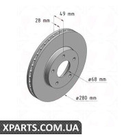 Гальмівний диск 280x28 ZIMMERMANN 200251520 (аналог NISSAN 402063Y502 для NISSAN, INFINITI PRIMERA)