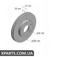 Тормозной диск 280x28  ZIMMERMANN 200251520 (аналог NISSAN 402063Y502 для  NISSAN, INFINITI PRIMERA)