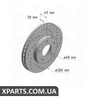 Гальмівний диск 280x28 ZIMMERMANN 200251552 (аналог NISSAN 402063Y502 для NISSAN, INFINITI PRIMERA)