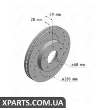 Тормозной диск 280x28  ZIMMERMANN 200251552 (аналог NISSAN 402063Y502 для  NISSAN, INFINITI PRIMERA)