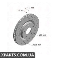 Гальмівний диск 296x26 ZIMMERMANN 200251852 (аналог NISSAN 40206JD00A для NISSAN, INFINITI QASHQAI)