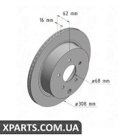 Гальмівний диск Coat Z 308x16 ZIMMERMANN 200252920 (аналог NISSAN 43206CA000)