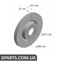 Гальмівний диск 300x25 ZIMMERMANN 250135320 (аналог FORD 1223664 для FORD FOCUS II)