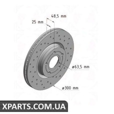 Тормозной диск 300x25  ZIMMERMANN 250135352 (аналог FORD 1223664 для  FORD FOCUS II)