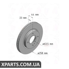 Тормозной диск передний 258x23  ZIMMERMANN 250136320 (аналог FORD 1523795 для  FORD FIESTA 08-)