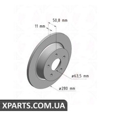 Гальмівний диск 280x11 ZIMMERMANN 250136420 (аналог FORD 1683383)