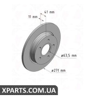 Гальмівний диск 271x11 ZIMMERMANN 250136620 (аналог FORD 1704765 для FORD Focus 10-20 11-)