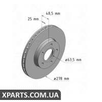 Гальмівний диск 278x25 ZIMMERMANN 250137120 (аналог FORD 1790221)