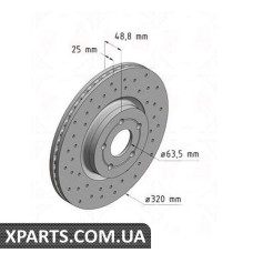 Тормозной диск 320x25  ZIMMERMANN 250137252 (аналог FORD 1770767 для  FORD KUGA)