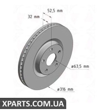 Гальмівний диск Zimmermann 250138420 (аналог FORD 5312312 для FORD S-MAX)