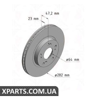 Гальмівний диск 282x23 ZIMMERMANN 280316720 (аналог HONDA 45251S7AN10 для HONDA CR-V до 2006р. FR-V Stream)