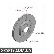 Тормозной диск 282x23  ZIMMERMANN 280316720 (аналог HONDA 45251S7AN10 для  HONDA CR-V до 2006г FR-V Stream)