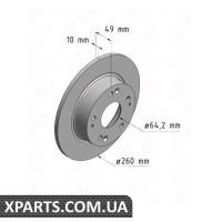 Гальмівний диск 260x10 ZIMMERMANN 280316920 (аналог HONDA 42510SEAE00 для HONDA ACCORD)