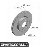 Гальмівний диск передній 282x23 ZIMMERMANN 280317120 (аналог HONDA 45251S7AE10 для HONDA Civic 18i/FR-V/St)