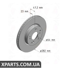 Тормозной диск передний 282x23  ZIMMERMANN 280317120 (аналог HONDA 45251S7AE10 для  HONDA Civic 18i/FR-V/St)