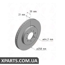 Гальмівний диск Coat Z 258x21 ZIMMERMANN 280317320 (аналог HONDA 45251SAAG50)