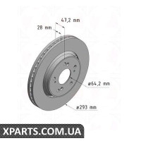 Гальмівний диск передній 293x28 ZIMMERMANN 280317520 (аналог HONDA 45251SWWG01 для HONDA Civic VII/VIII/CR-V)