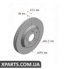 Гальмівний диск передній 293x28 ZIMMERMANN 280317520 (аналог HONDA 45251SWWG01 для HONDA Civic VII/VIII/CR-V)