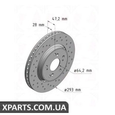 Гальмівний диск передній Zimmermann 280317552 (аналог HONDA 45251SWWG01 для HONDA CR-V c 2007р 293)