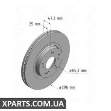 Гальмівний диск 296x25 ZIMMERMANN 280317620 (аналог HONDA 45251TL1G00)