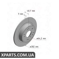 Гальмівний диск 282x9 ZIMMERMANN 280317720 (аналог HONDA 42510TA0A00)
