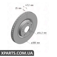 Гальмівний диск 300x25 ZIMMERMANN 280318420 (аналог HONDA 45251SCAE50 для HONDA CR-V II)