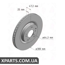 Тормозной диск 300x25  ZIMMERMANN 280318420 (аналог HONDA 45251SCAE50 для  HONDA CR-V II)