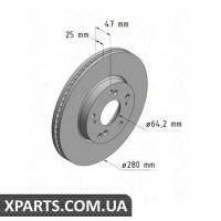 Гальмівний диск 280x25 ZIMMERMANN 280318720 (аналог HONDA 45251TV0E00 для HONDA CIVIC IX)