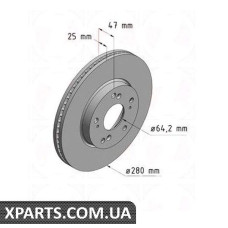 Тормозной диск 280x25  ZIMMERMANN 280318720 (аналог HONDA 45251TV0E00 для  HONDA CIVIC IX)