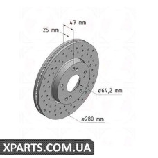 Гальмівний диск 280x25 ZIMMERMANN 280318752 (аналог HONDA 45251TV0E00 для HONDA CIVIC IX)